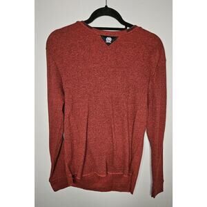 Vintage Ecko Unltd Red & Black Marl Men's M Long-Sleeve Waffle Knit Shirt Y2k